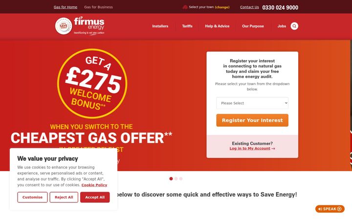 Screenshot of firmusenergy.co.uk