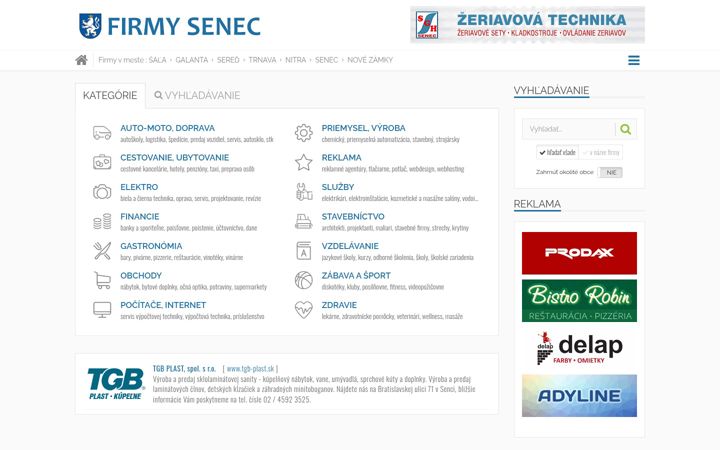 Snímek obrazovky firmysenec.sk