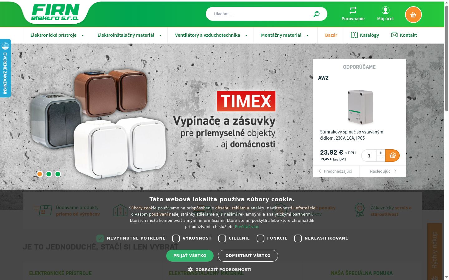 Screenshot del banner di consenso mostrato prima di qualsiasi interazione