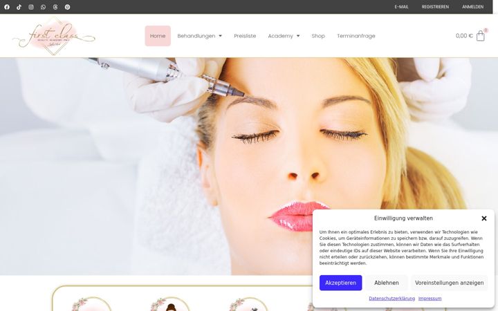 Screenshot of first-class-beauty.academy