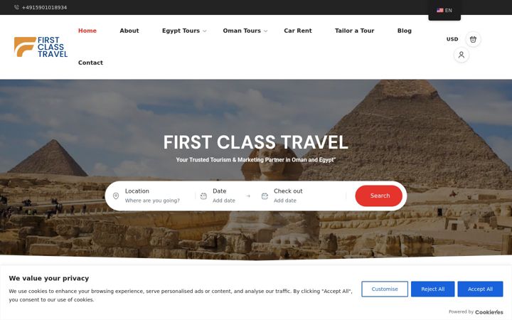Screenshot stránky first-class-travel.net