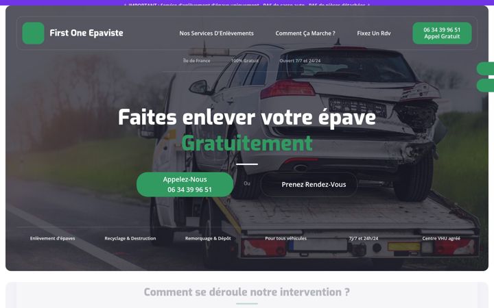Screenshot of first-one-epaviste.fr