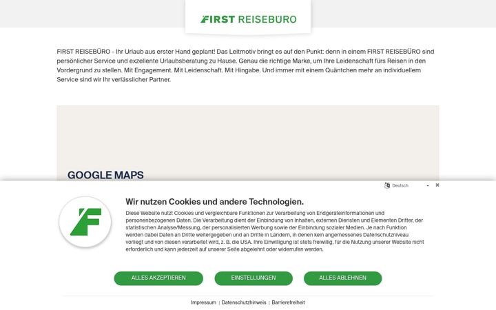 Screenshot of first-reisebuero.de