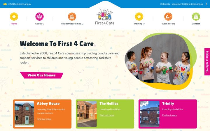 Ekrānuzņēmums no first4care.org.uk