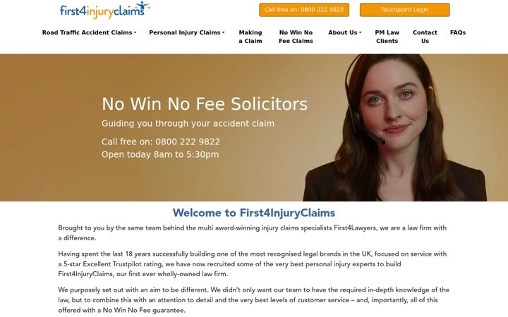 Screenshot of first4injuryclaims.com