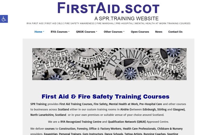 Ekrānuzņēmums no firstaideventsupport.co.uk