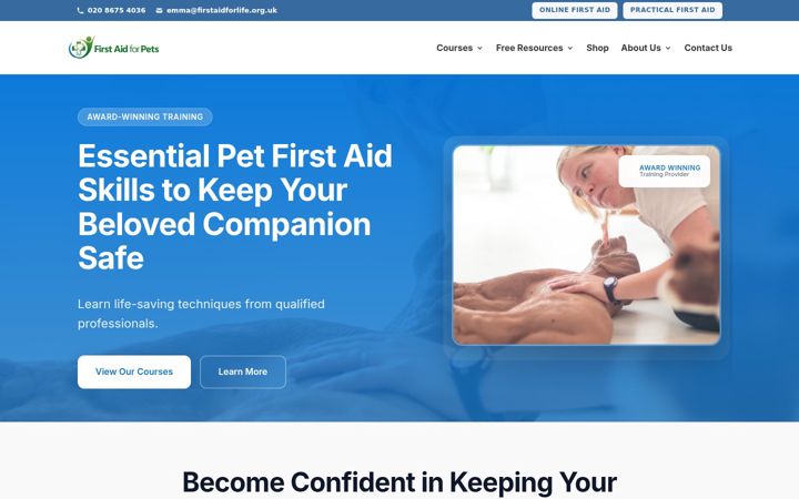 Screenshot stránky firstaidforpets.net