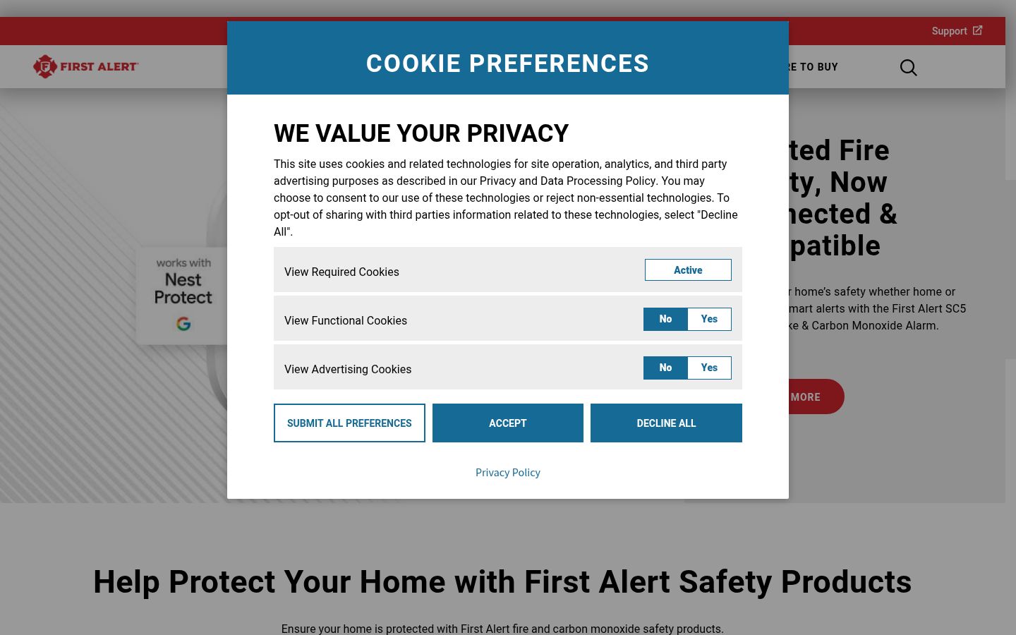 Screenshot of the consent banner shown before any interaction