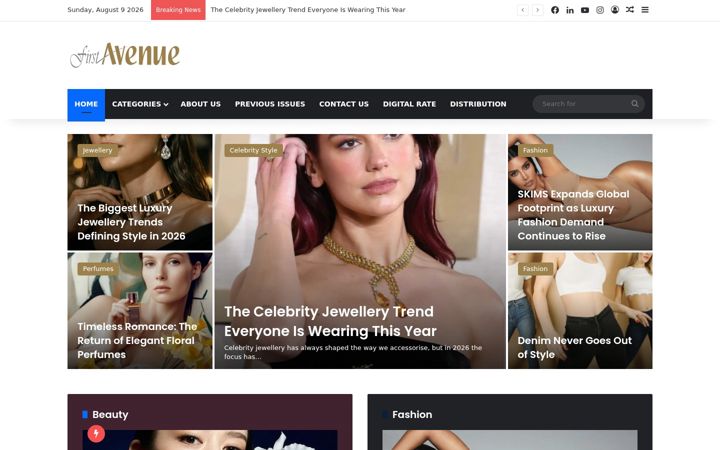 Screenshot of firstavenuemagazine.com