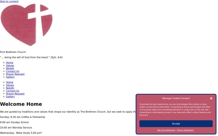 Screenshot of firstbrethrenchurchwarsaw.com