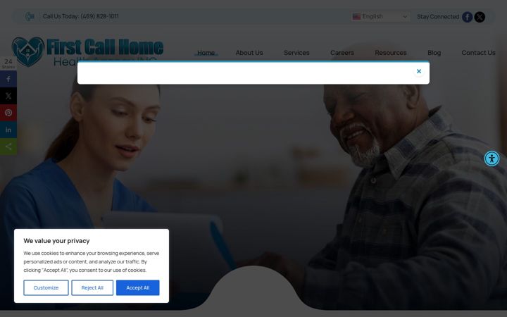 Screenshot of firstcallhha.com