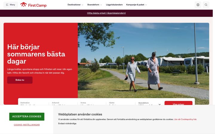 Screenshot of firstcamp.se