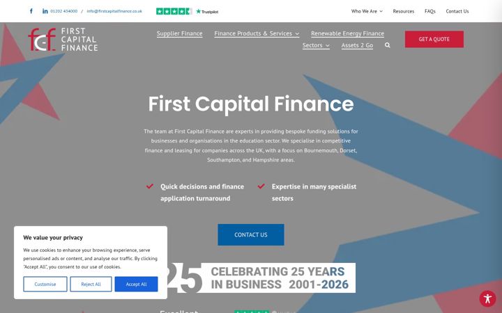 Screenshot stránky firstcapitalfinance.co.uk
