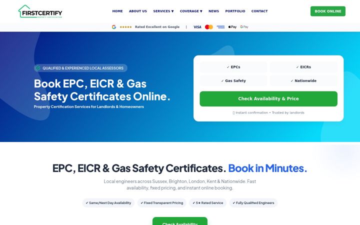 Screenshot of firstcertify.co.uk