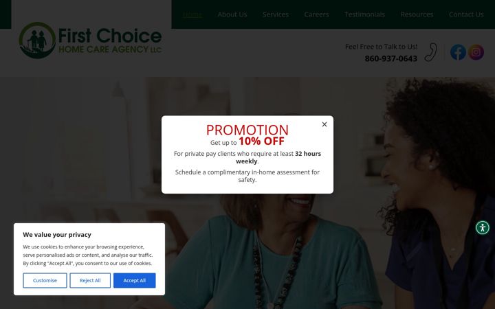 Screenshot of firstchoicehomecare2020.com