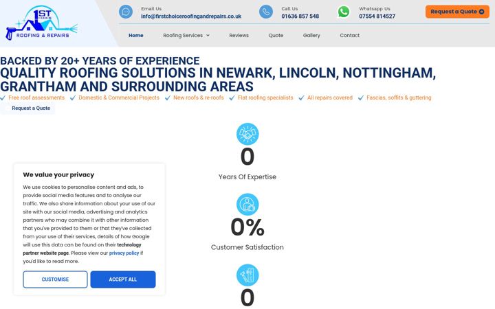 Screenshot of firstchoiceroofingandrepairs.co.uk