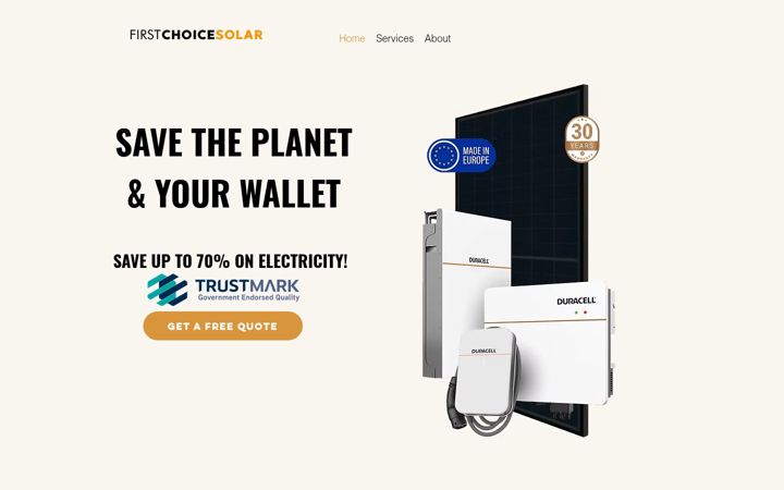Screenshot stránky firstchoicesolar.co.uk