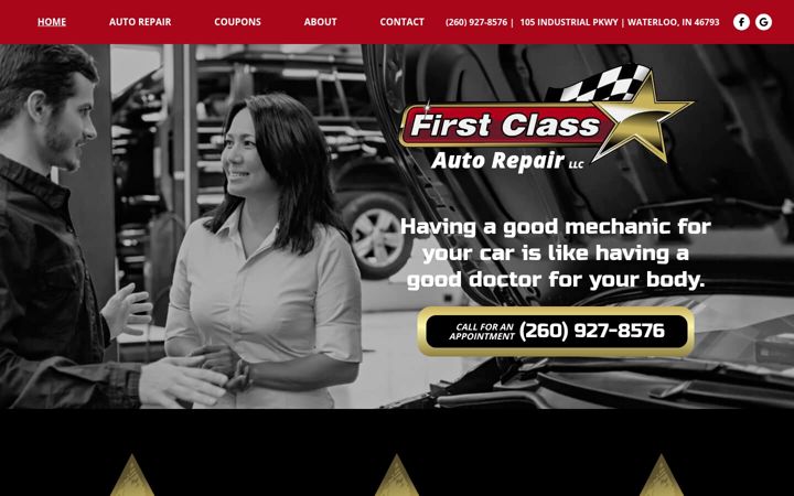 Screenshot of firstclassautorepairllc.com