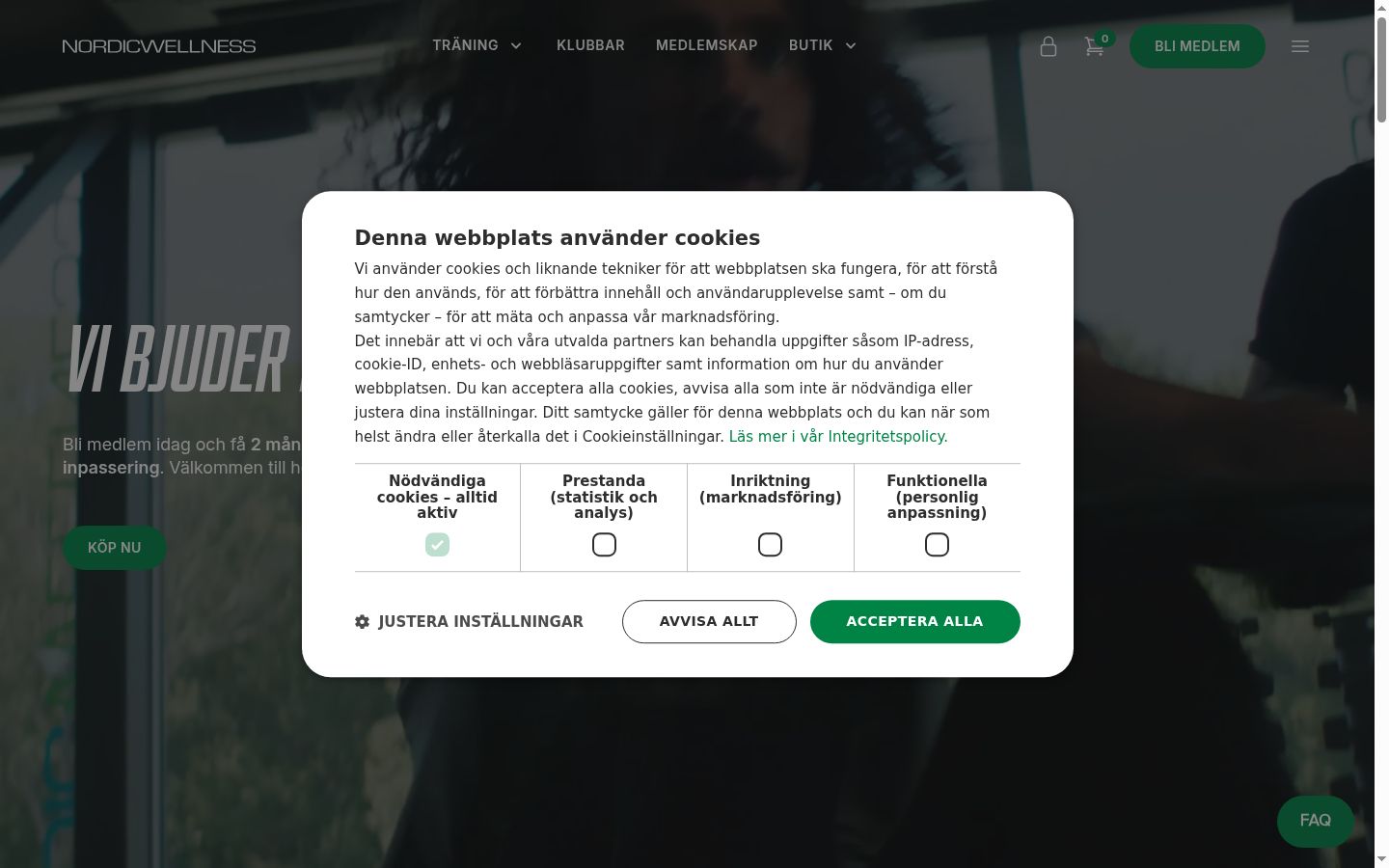 Screenshot of the consent banner shown before any interaction