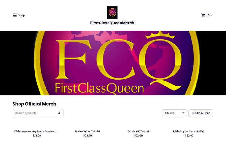 Screenshot of firstclassqueenmerch.com