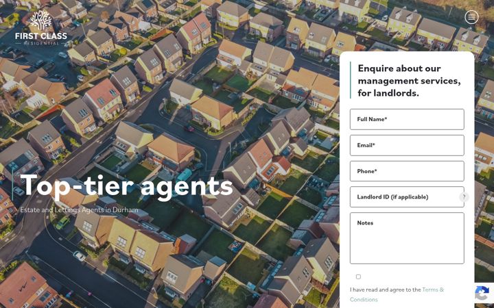 Screenshot of firstclassresidential.co.uk
