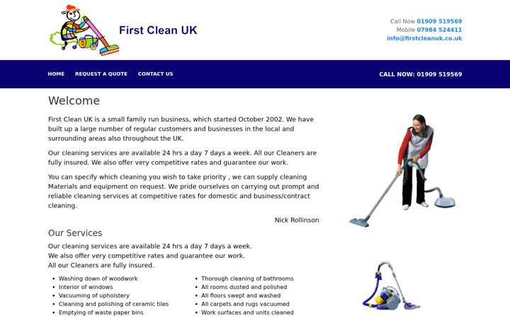 Screenshot of firstcleanuk.co.uk