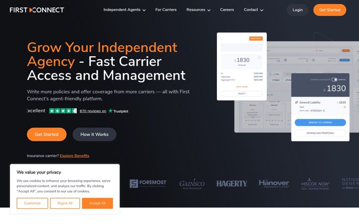 Screenshot of firstconnectinsurance.com