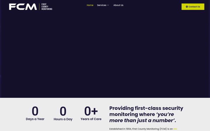 Screenshot of firstcountymonitoring.co.uk