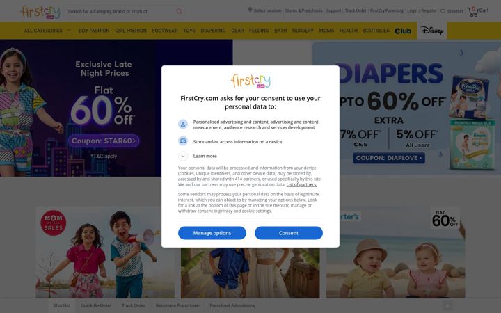Skjermbilde av firstcry.com
