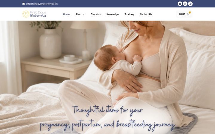 Screenshot stránky firstdaysmaternity.co.uk