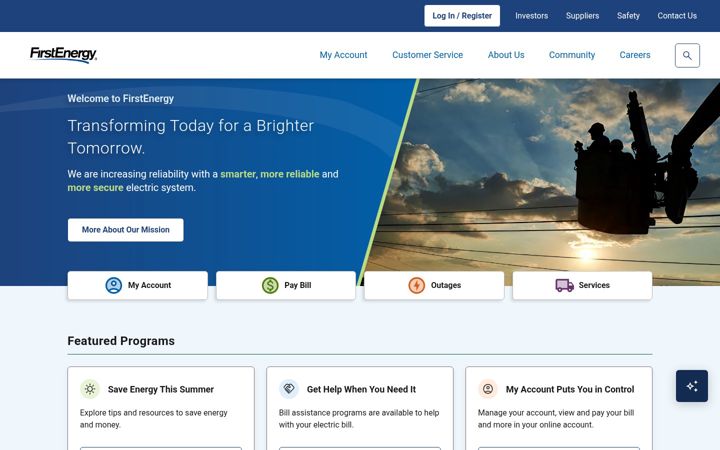 Screenshot of firstenergycorp.com