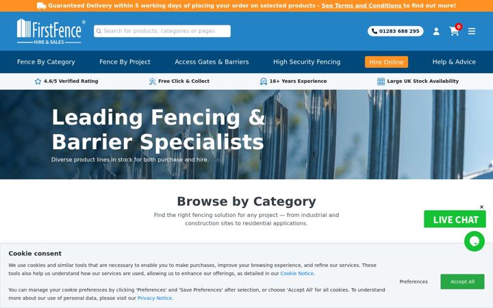 Screenshot of firstfence.co.uk