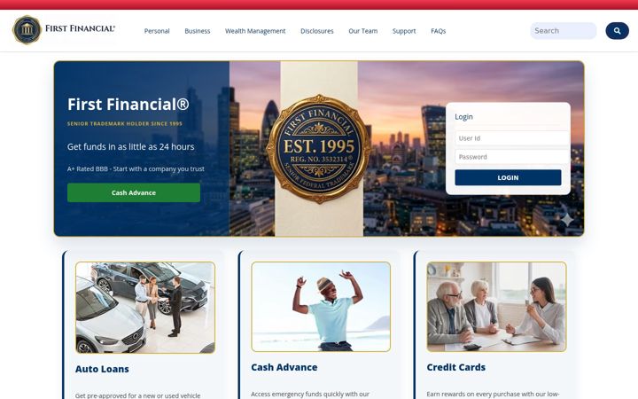 Screenshot of firstfinancial.com