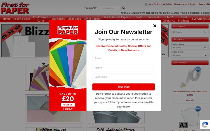 Screenshot of firstforpaper.co.uk