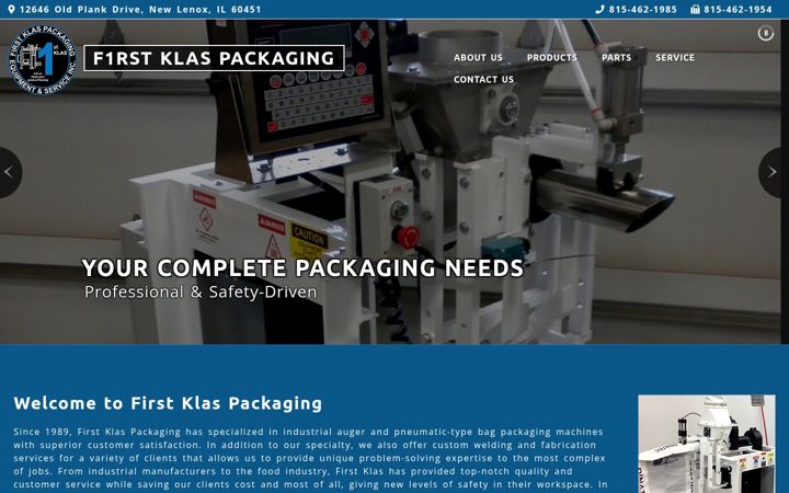 Screenshot of firstklaspackaging.com