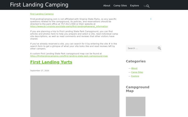 Screenshot of firstlandingcamping.com