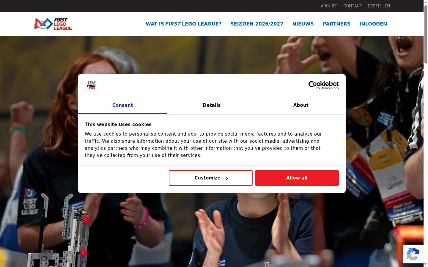 Skärmbild av samtyckesbannern som visades före någon interaktion