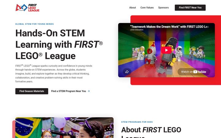 Screenshot of firstlegoleague.org