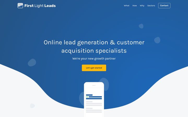 Screenshot of firstlightleads.co.uk