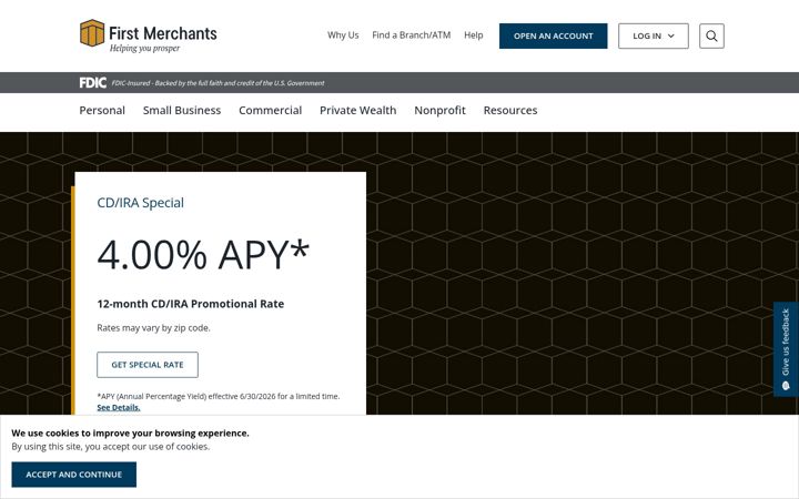 Screenshot of firstmerchants.com