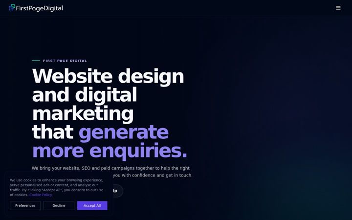 Snímek obrazovky firstpagedigital.ie