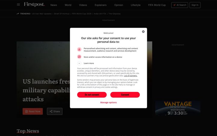 Captura de ecrã de firstpost.com