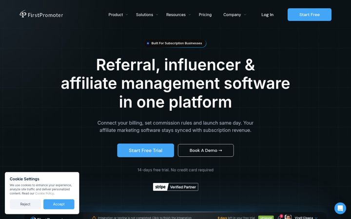 Screenshot of firstpromoter.com