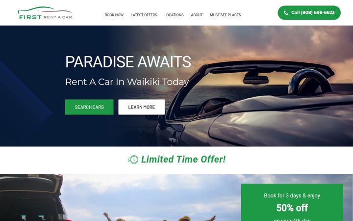 Screenshot of firstrentalcarshawaii.com