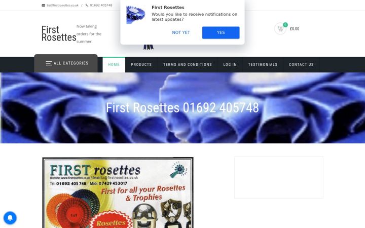 Screenshot of firstrosettes.co.uk