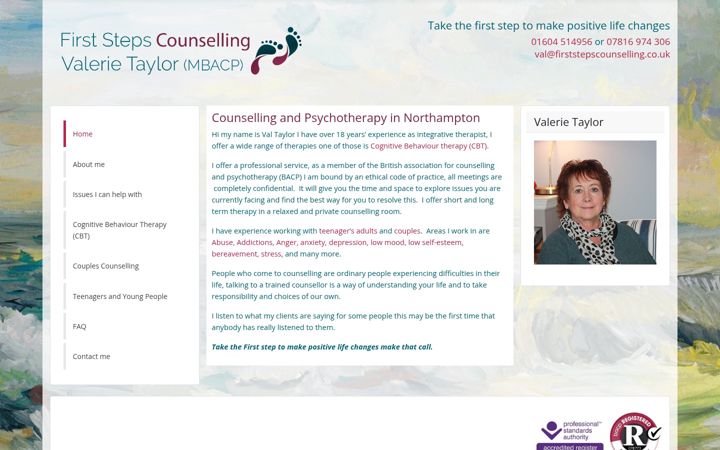 Screenshot of firststepscounselling.co.uk