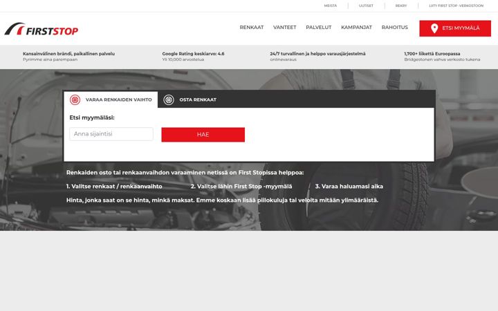 Screenshot of firststop.fi