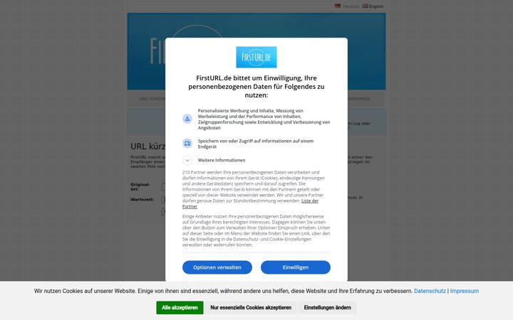 Screenshot von firsturl.de
