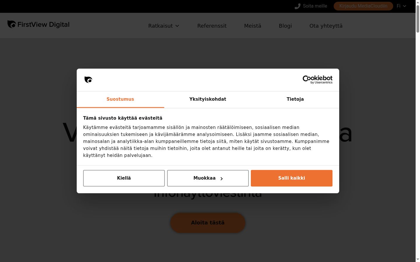 Zrzut ekranu banera zgody wyświetlanego przed jakąkolwiek interakcją