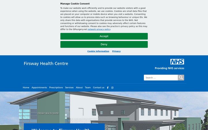 Screenshot of firswayhealthcentre.co.uk
